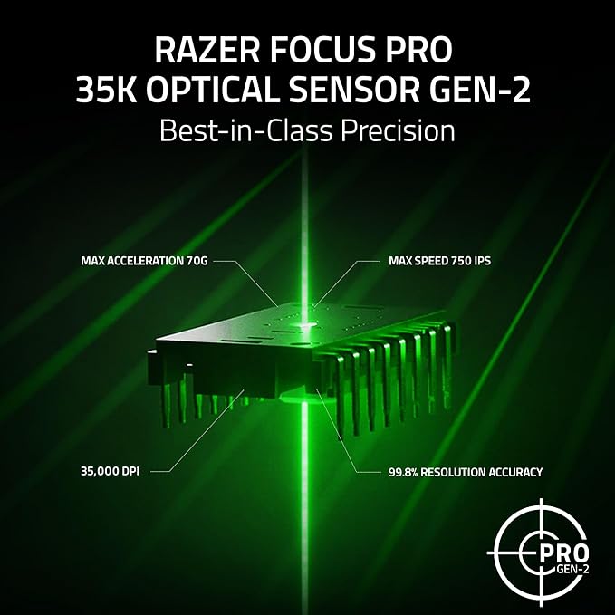 Razer Basilisk V3 35K Wired Ergonomic Gaming Mouse : HyperScroll Tilt Wheel - 35K DPI Optical Sensor Gen 2-13 Customizable Controls - Chroma RGB - Optical Switches Gen 3 - Speedflex Cable
