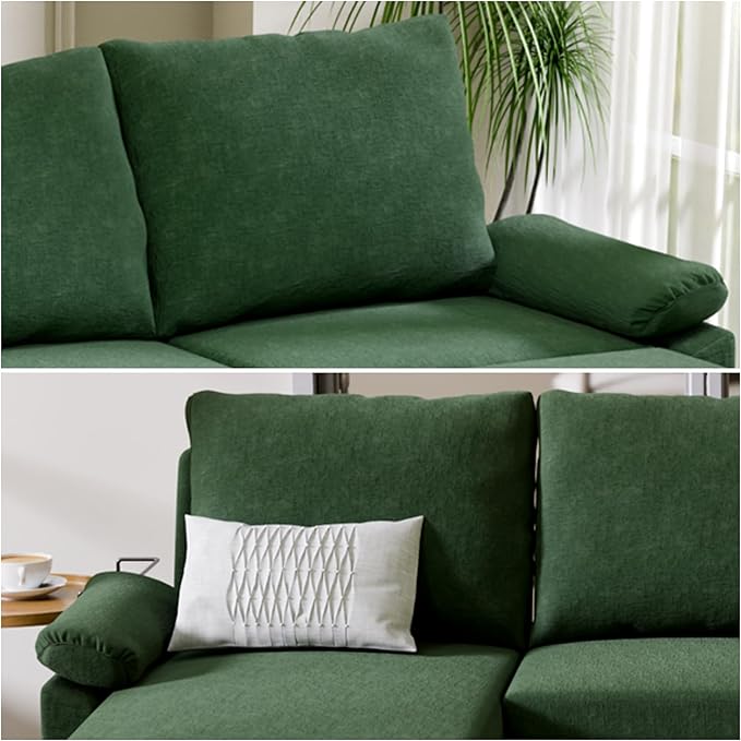 110 Inch U Shaped Sectional Couch with Storage Space, 6-Seat Sofa with Moveable Ottoman, Modern Modular Sofa for Living Room, Apartment, Green