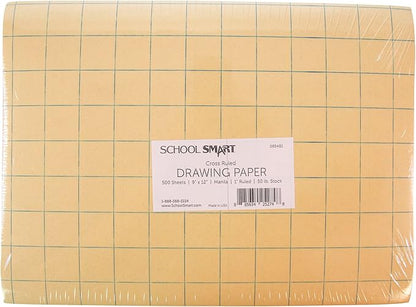 School Smart Graph Paper, 1 Inch Rule, 9 x 12 Inches, Manila, Pack of 500 - 085481