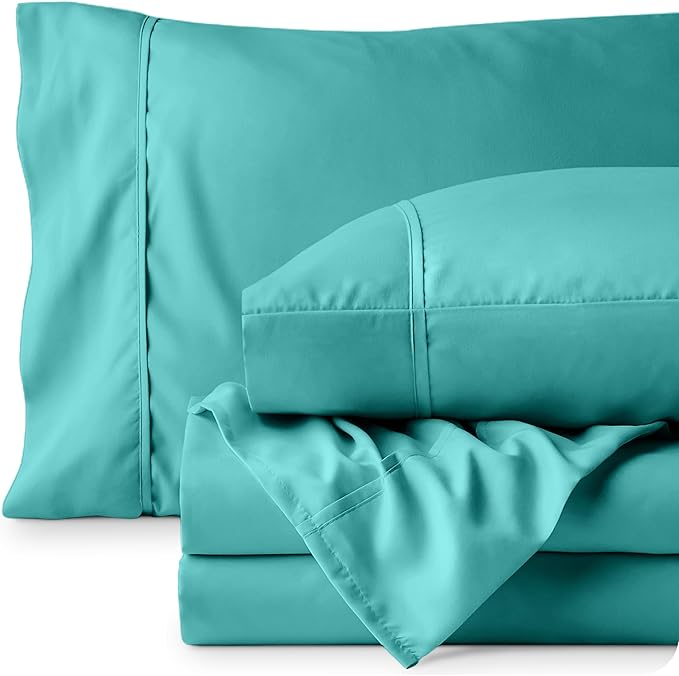 Bare Home Twin Sheet Set - 1800 Ultra-Soft Microfiber Twin Bed Sheets - Double Brushed - Deep Pockets - Easy Fit - Extra Soft - 3 Piece Set - Bedding Sheets & Pillowcases (Twin, Turquoise)