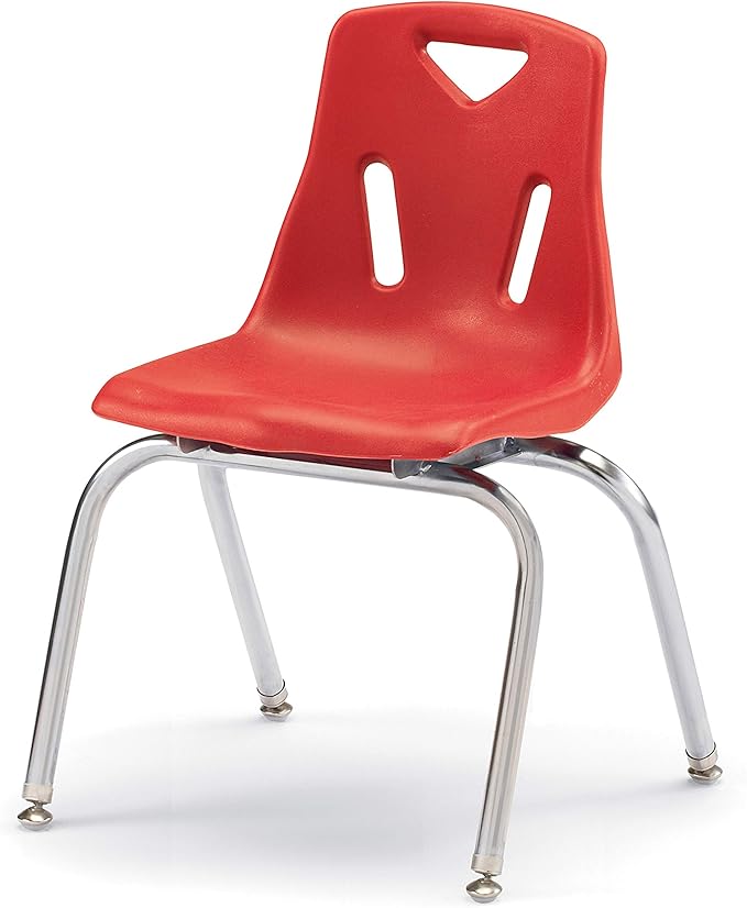 Jonti-Craft Berries 8146JC1008 Stacking Chair with Chrome-Plated Legs, 16" Height, Red