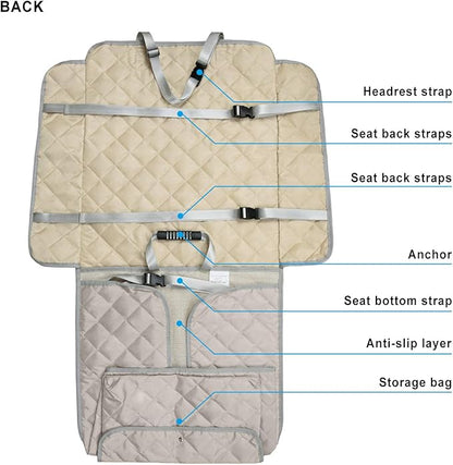 Deluxe Dog Seat Cover for Front Seat-More Durable Waterproof Front Seat Protector, High Heat Resistant and Nonslip Front Seat Cover for Dogs Kids, Universal Size (Beige)