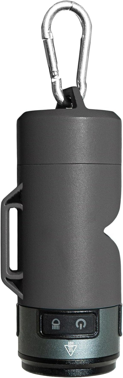 Lumi Dog Waste Bag Holder with LED Flashlight, Hands-Free Dog Walking Accessory with Carabiner Clip & Bags - Perfect for Camping and Lighting Your Path (BLACK)