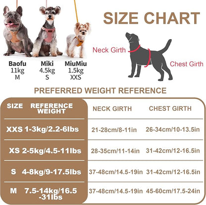 Puppytie No Pull Small Dog Harness with Multifunction Dog Leash, Lightweight Soft Adjustable No Choke Escape Proof Pet Harness Vest, Denim Mocha Brown