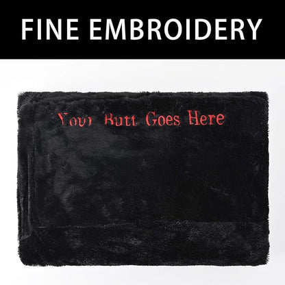 BCU 6FT Bean Bag Chair for Adults and Kids Without Filler Giant Stuffed Animal Storage Cover Soft Faux Fur Floor Chair Cover Patterns Embroidered for Bedroom Living Room, Black