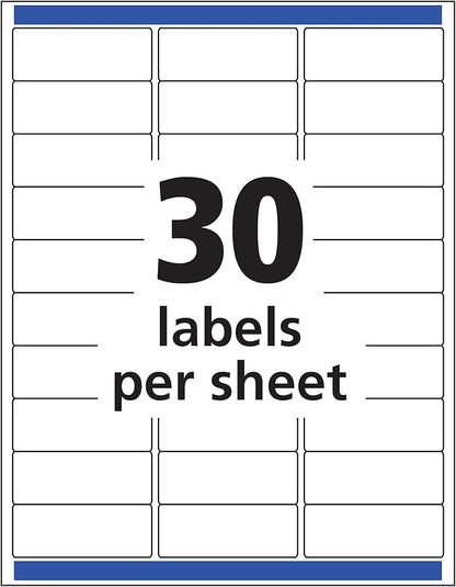 Avery Printable Address Labels with Sure Feed, 1" x 2-5/8", Matte Clear, 750 Blank Mailing Labels (05630)