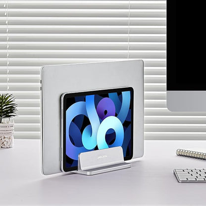 JARLINK Vertical Laptop Stand, Aluminum Laptop Holder Desktop Stand with Adjustable Dock Size (up to 17.3 inches) Compatible with All MacBook/Surface/Dell/Gaming Laptops (Silver) (Pack of 2)