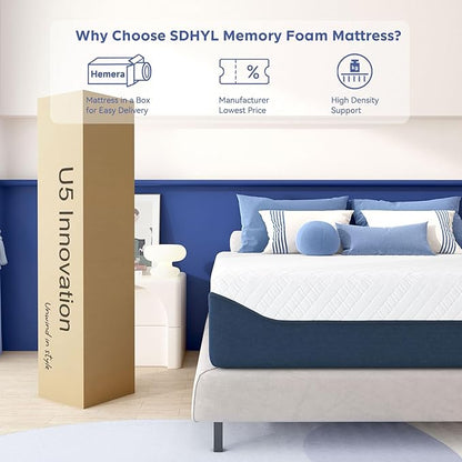 SDHYL Twin Mattress, 10 Inch Gel Infused Memory Foam Mattress for Good Sleep, Bed in a Box Mid Firm CertiPUR-US Certified & Fiberglass Free, Washable Cover, 75"*39"