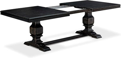 NKFL9-SBB-21-9-Piece Kitchen Table Set Consists of a Wooden Table and 8 Mineral Blue Linen Fabric Parson Chairs with Padded Chair Back - Sand Blasting Black Finish.