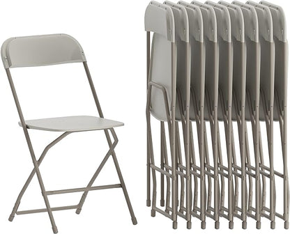Flash Furniture Hercules Series Plastic Folding Chairs for Parties and Weddings, Stackable Commercial Event Seats, Set of 10, Beige