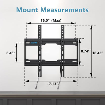 Fixed TV Wall Mount for Most 26-60 Inch Screen, Low Profile TV Mount with Quick Release Lock, Ultra Slim Wall Mount Bracket, Max VESA 400x400mm, Holds up to 99 lbs, up to 16”Wood Studs