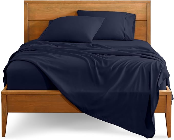 Bare Home Twin XL Sheet Set - College Dorm Size - Luxury 1800 Ultra-Soft Microfiber Twin Extra Long Sheets - Deep Pockets - Easy Fit - Extra Soft - 3 Piece Set - Bed Sheets (Twin XL, Midnight Blue)