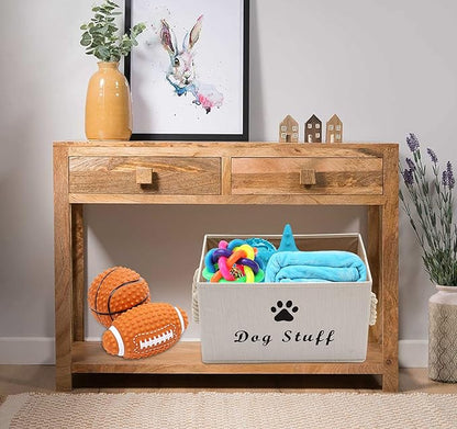 Morezi Canvas Pet Toy and Accessory Storage Bin, Basket Chest Organizer - Perfect for Organizing Pet Toys, Blankets, Leashes and Food - White