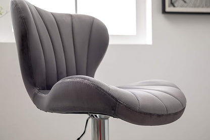 Roundhill Furniture Ellston Velvet Adjustable Swivel Barstools in Gray, Set of 2, Grey