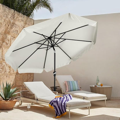 MASTERCANOPY 9ft Patio Umbrella with Valance, Crank and Tilt – 8 Ribs Outdoor Market Umbrella, UV/Fade Resistant, Waterproof Canopy with Wind Vent for Garden, Deck, Backyard, Pool (Light Beige)