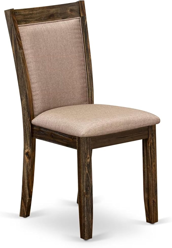 East West Furniture V727MZ716-7 7 Piece Dinette Set Consist of a Rectangle Dining Room Table with V-Legs and 6 Dark Khaki Linen Fabric Upholstered Parson Chairs, 40x72 Inch, Multi-Color