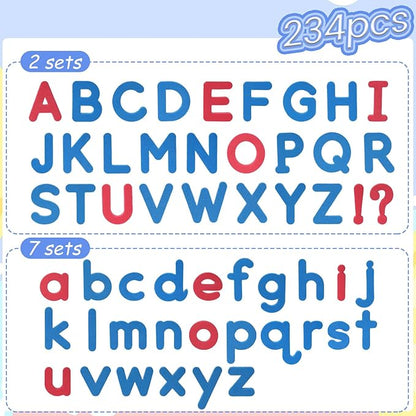 LOVESTOWN Magnetic Alphabet Letters Kit for Kids, Double Sided Magnetic Board with Storage Box, Educational Learning Toys for Preschool Classroom and Home, 234 Pieces (Pack of 2)