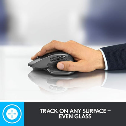 Logitech MX Master 2S Bluetooth Edition Wireless Mouse, Multi-Surface, Hyper-Fast Scrolling, Ergonomic, Rechargeable, Connects Up to 3 Mac/PC Computers - Graphite