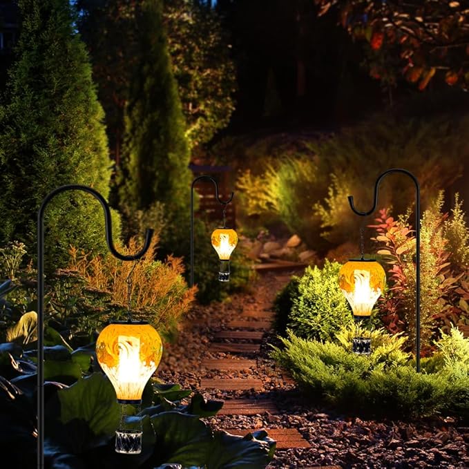 Solar Hot Air Balloon Lanterns with Flame Flickering Hanging Solar Lanterns Outdoor Waterproof LED Glass Garden Decorative Lights for Patio Yard Porch Tree,Mother Day Gift for Women(Green)