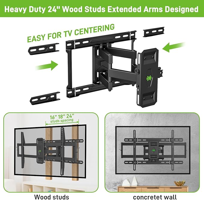 USX MOUNT UL Listed TV Wall Mount for 42"-85" TVS, Fits 16" 18" or 24" Studs, Full Motion Wall Mount Swivel Tilt Extension TV Bracket with Dual Articulating Arms, Max VESA 600x400mm, Load 110lbs