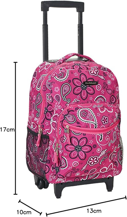 Rockland Double Handle Rolling Backpack, Bandana, 17"
