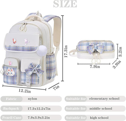 Girls Backpack,Kids School Backpack With Lunch Box Pencil Case Set,Cute Childrens Schoolbag For Girls