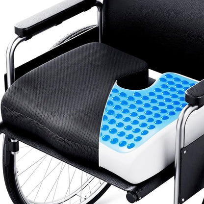 Wheelchair Seat Cushions Cooling, Ergonomic Seat Cushion, Waterproof Silk Fabric, Memory Foam Cooling Gel Office Chair Cushion for Hip Support, Relieve Sciatica, Back, Coccyx, Pressure Sore