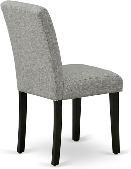 East West Furniture V696AB106-5 5 Piece Dining Table Set for 4 Includes a Rectangle Kitchen Table with V-Legs and 4 Shitake Linen Fabric Upholstered Parson Chairs, 36x60 Inch, Multi-Color