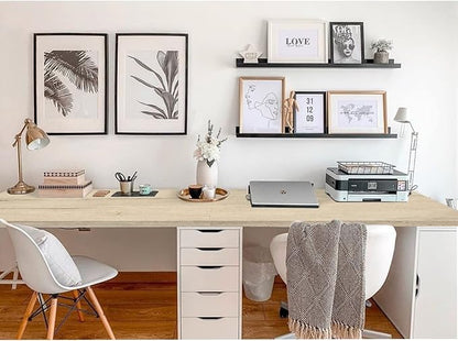 Kaboon Universal Tabletop 47.25"x30", Solid One-Piece Melamine Table Top, Double Desk L-Desk DIY, Home and Office, Oak/Grey Tone