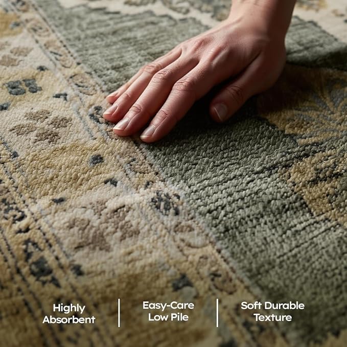 Muddy Mat짰 Monarch 2ft x 10ft Washable Area Rugs for Living Room, Bedroom & Dining Room ??Modern Soft Low Pile Non Slip Carpet ??Pet Friendly Waterproof Foldable Rugs for Home