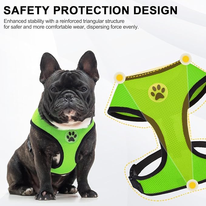 BINGPET No Pull Dog Harness,Soft Mesh Breathable All Weather Vest Harness,Safety Protection Design Durable Adjustable Step-in Easy Walk Dog Harness for Small Medium Large Dogs(Green,M)