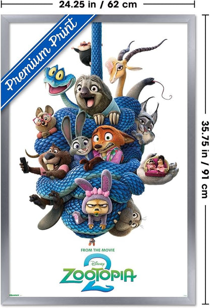 Disney Zootopia 2 (2025) - Group One Sheet Wall Poster, 34L" x 22.4W", Silver Framed Version