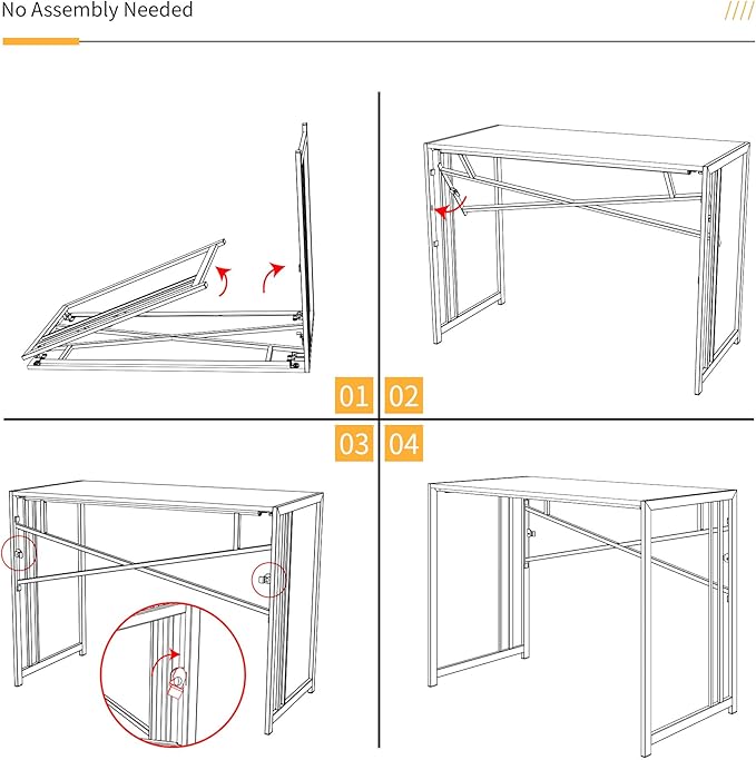 Narrow Folding Computer Desk 35 inch, Writing Gaming Computer Desk for Small Spaces, No Assembly Required Small Office Table, Black