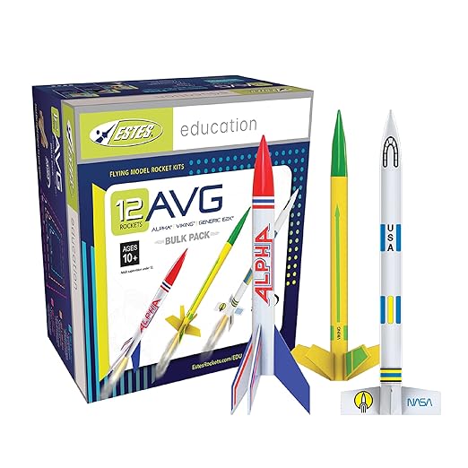 Estes 1753 AVG Bulk Variety Pack of Rocket-Building Kits, Beginner and Intermediate Flying-Rocket-Model Kits for Ages 10+, Includes Viking, Alpha, and EX2 Rockets