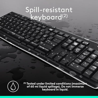 Logitech MK270 Wireless Keyboard and Mouse Combo for Windows, 2.4 GHz Wireless, Compact Mouse, 8 Multimedia and Shortcut Keys, 2-Year Battery Life, for PC, Laptop - Black