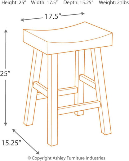 Signature Design by Ashley Glosco Farmhouse 25.5" Counter Height Saddle Barstool, Set of 2, Two-Tone Brown
