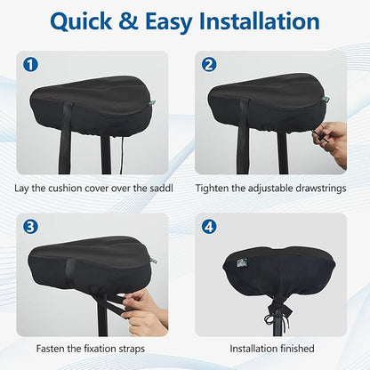 Zacro Bike Seat Cushion - Gel Padded Bike Seat Cover for Men Women Comfort, Extra Soft Exercise Bicycle Seat Compatible with Peloton, Outdoor & Indoor Bike Saddles