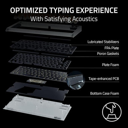 Razer BlackWidow V4 75% Mechanical Gaming Keyboard: Hot-Swappable Design - Compact & Durable - Orange Tactile Switches - Chroma RGB - MF Roller & Media Keys - Comfortable Wrist Rest - Phantom White