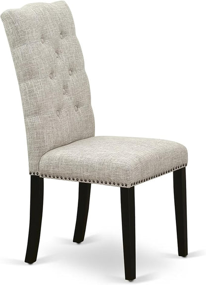 East West Furniture V697EL635-7 7 Piece Kitchen Table & Chairs Set Consist of a Rectangle Dining Room Table with V-Legs and 6 Doeskin Linen Fabric Parson Chairs, 40x72 Inch, Multi-Color