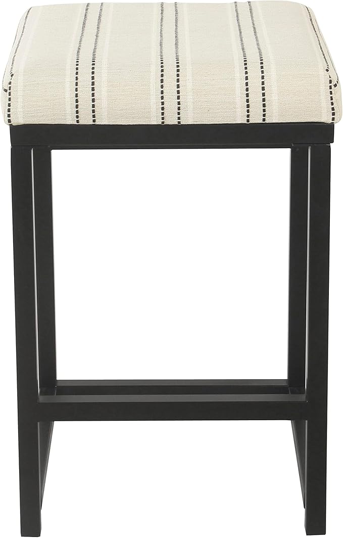 HomePop Home Decor | Modern 24-Inch Counter Stool | Backless Metal Frame Bar Stools Counter Height | Decorative Home Furniture, Black and White Stripe