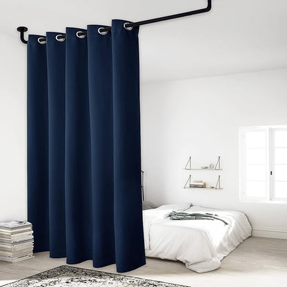 NICETOWN 100% Blackout Cold Blocking Patio Sliding Door Curtain, Wide Lined Drape, Keep Warm Drapery, Sliding Glass Door Panel for Night Shift（Navy Blue, 1 Panel, 70 inches Wide x 84 inches Long