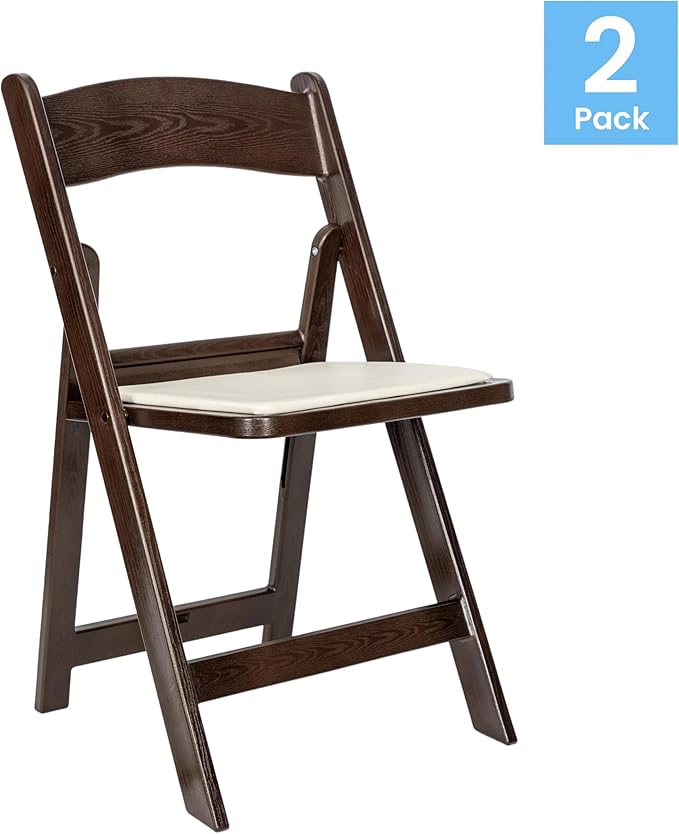 Flash Furniture Hercules Folding Resin– 2 Pack 800LB Weight Capacity Event Chair, Set of 2, Dark Brown