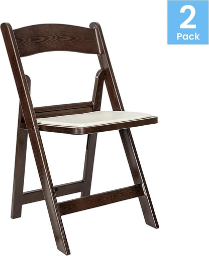 Flash Furniture Hercules Folding Resin– 2 Pack 800LB Weight Capacity Event Chair, Set of 2, Dark Brown