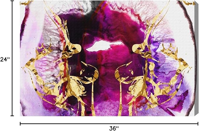 The Oliver Gal Artist Co. Abstract Wall Art Canvas Prints 'Smoking Agate' Home Décor, 36 in x 24 in, Purple, Gold