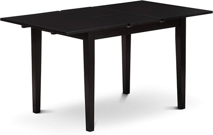 East West Furniture NOCE5-BLK-21 5 Piece Kitchen Table Set for 4 Includes a Rectangle Dining Table with Butterfly Leaf and 4 Mineral Blue Linen Fabric Parsons Chairs, 32x54 Inch, Black