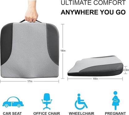 Car Seat Cushion, Car Seat Cushions for Driving with Comfort Memory Foam - Sciatica & Back Pain Relief, Suitable for Car, Truck, Office Chair (Black&Gray)