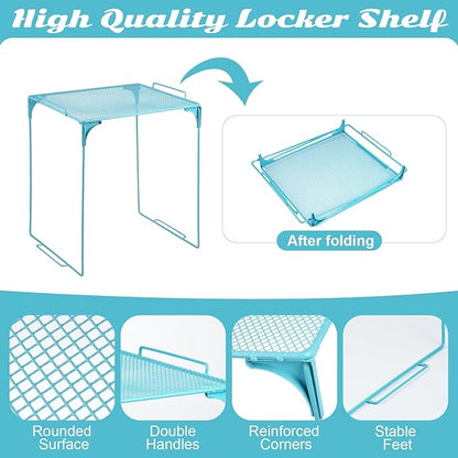 12 Pcs Locker Organizer and Decorating Kit, First Day of School Essentials for Girl Marble Print Whiteboard with Markers Locker Shelf Plush Area Rug String Light Mirror Magnetic Cup and Magnet (Blue)