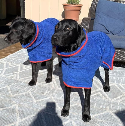Dog Drying Coat - Fast Drying Dog Towel Robe - Microfiber Super Absorbent Pet Bathrobe, Adjustable Collar & Belly Strap Fast Drying Coat Pet Dog Cat Bath Robe Towel
