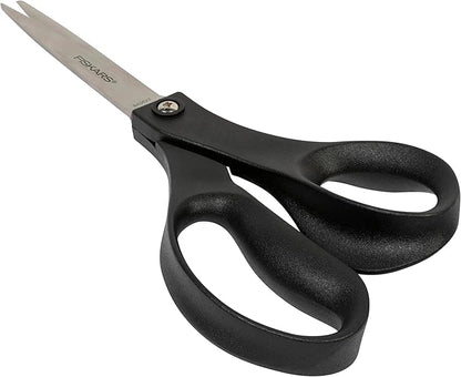 Fiskars 8” Everyday Recycled Stainless Steel Scissors (1-Pack) with Ergonomic Handles, Home & Office Scissors for Cutting Paper, Cardboard, Photos and More, Gray