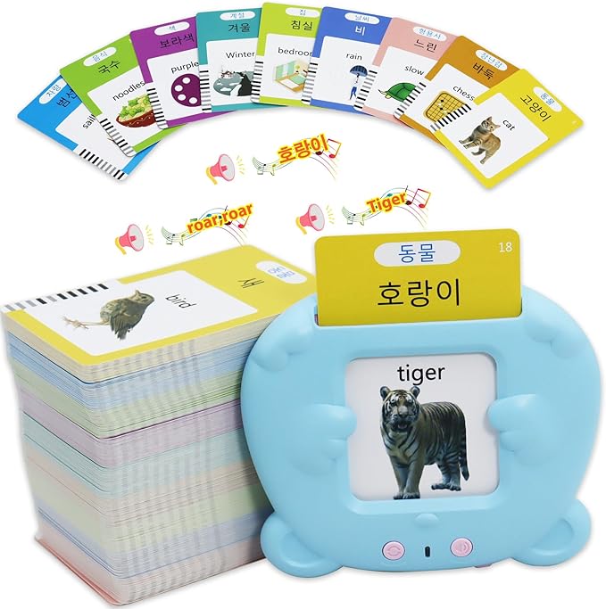 MAYAPHILOS 510 Words English and Korean Talking Flash Cards Bilingual, Educational Toy, Korean Language Learning Toys Pocket Speech for Toddlers